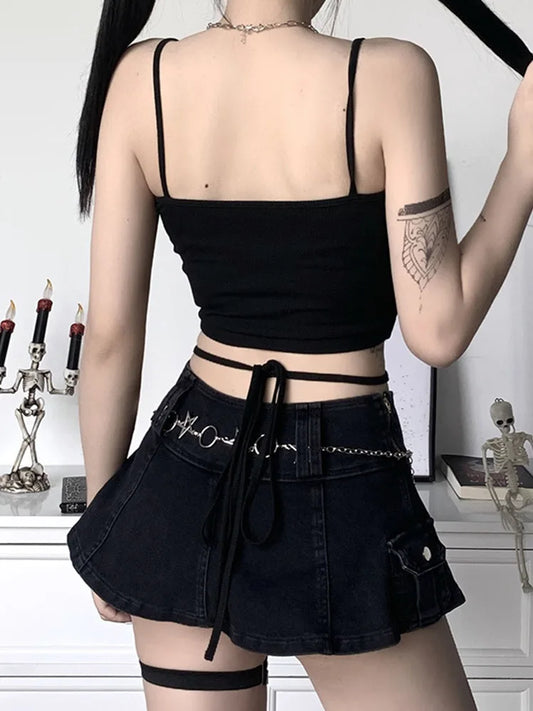 Gothic Women's Print Sleeveless Moon Print Tank Top